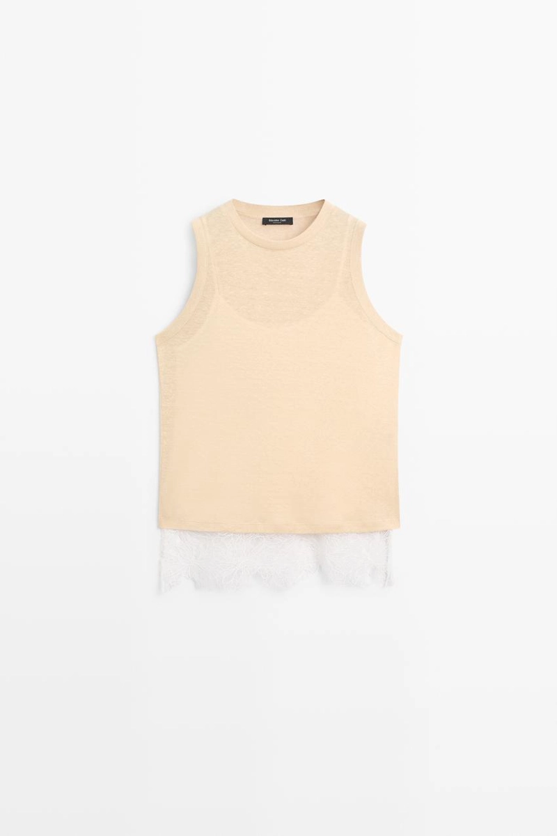 Топ без рукавов с кружевными деталями