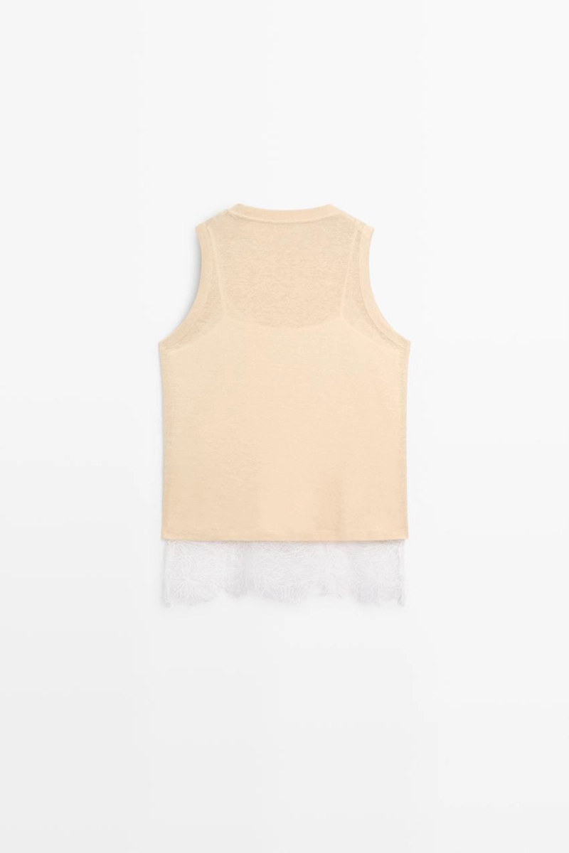 Топ без рукавов с кружевными деталями