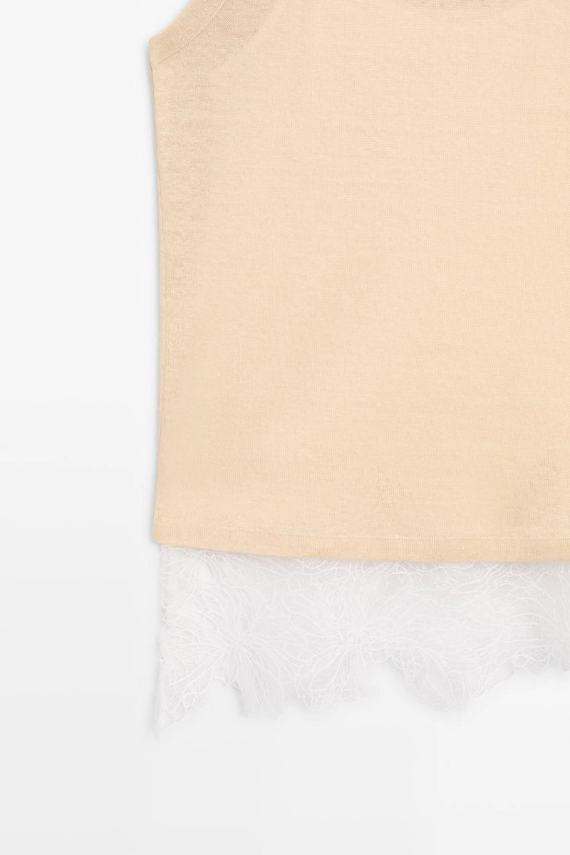 Топ без рукавов с кружевными деталями