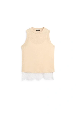 Топ без рукавов с кружевными деталями- Заказать в России