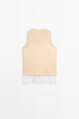 Топ без рукавов с кружевными деталями- Заказать в России