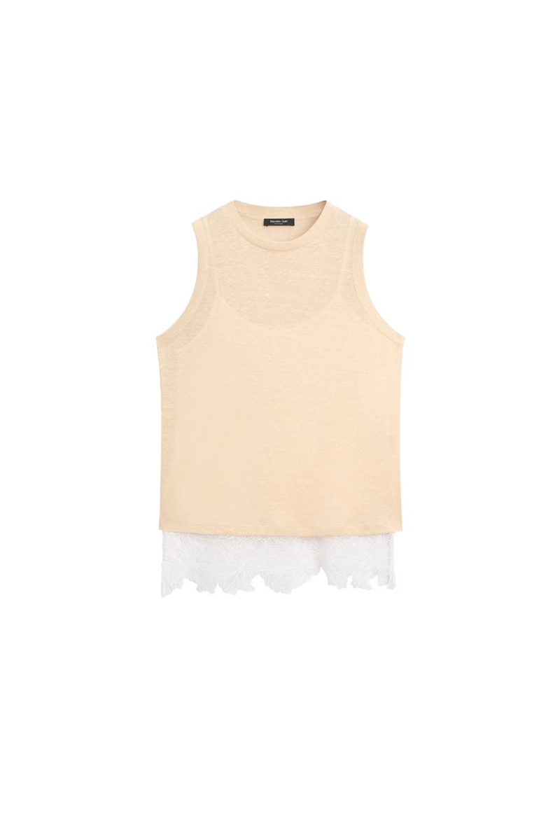 Топ без рукавов с кружевными деталями