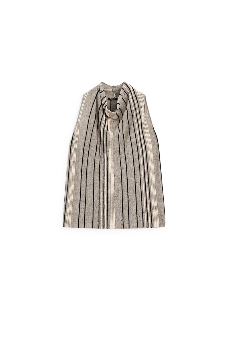 Топ из льняной смеси с драпировкой на горловине