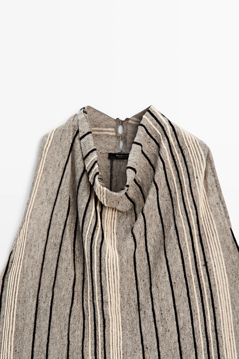 Топ из льняной смеси с драпировкой на горловине