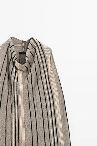 Топ из льняной смеси с драпировкой на горловине- Заказать в России