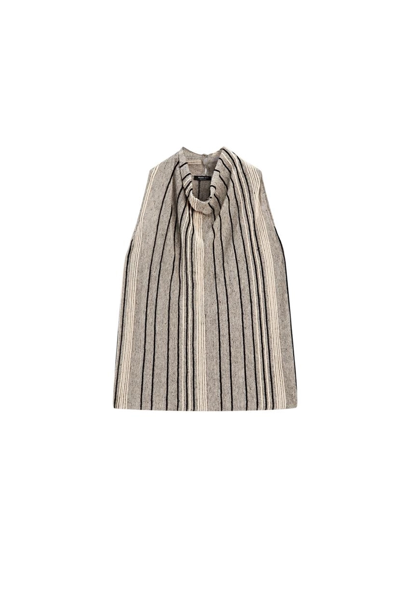 Топ из льняной смеси с драпировкой на горловине