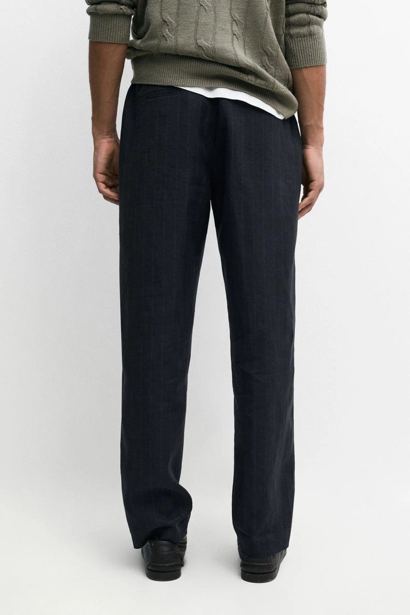 Льняные брюки с полосатыми деталями