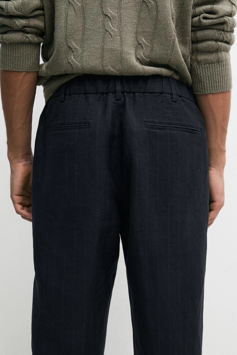 Льняные брюки с полосатыми деталями