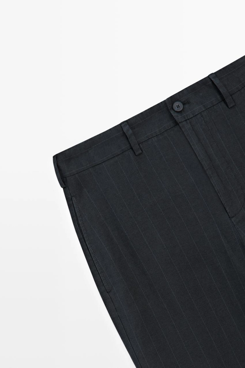 Льняные брюки с полосатыми деталями