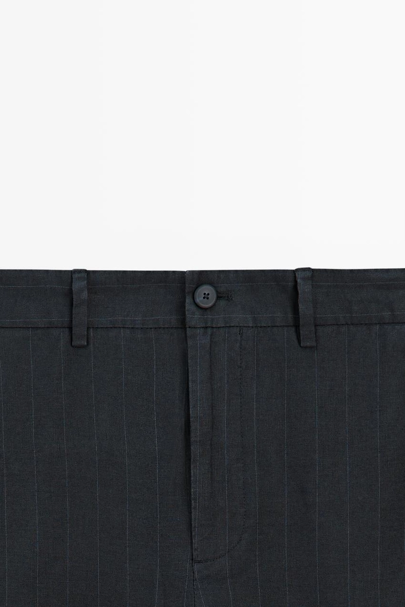 Льняные брюки с полосатыми деталями