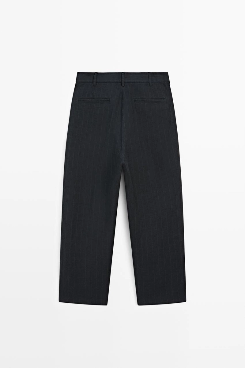 Льняные брюки с полосатыми деталями