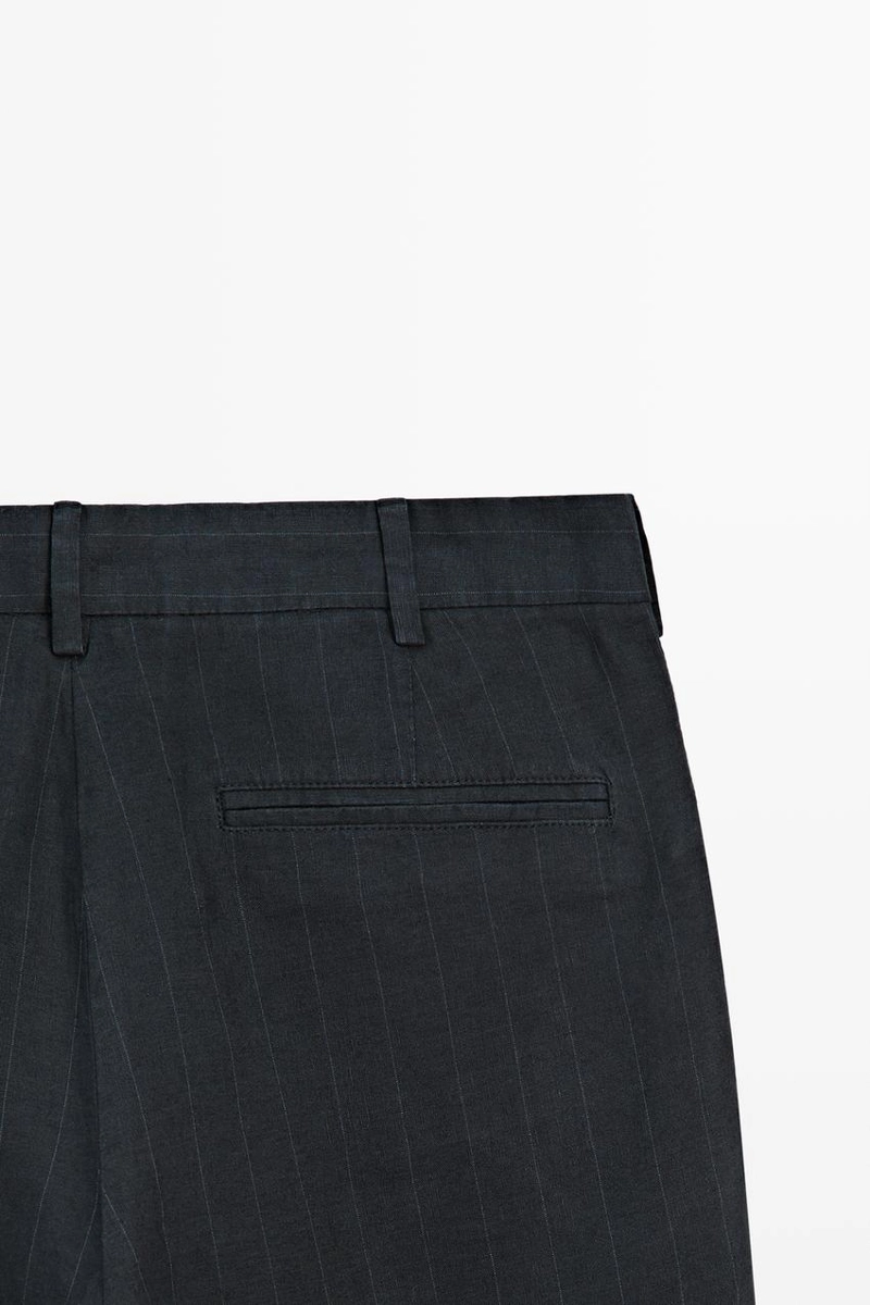 Льняные брюки с полосатыми деталями