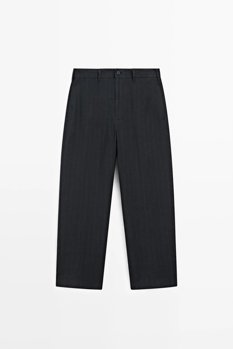 Льняные брюки с полосатыми деталями