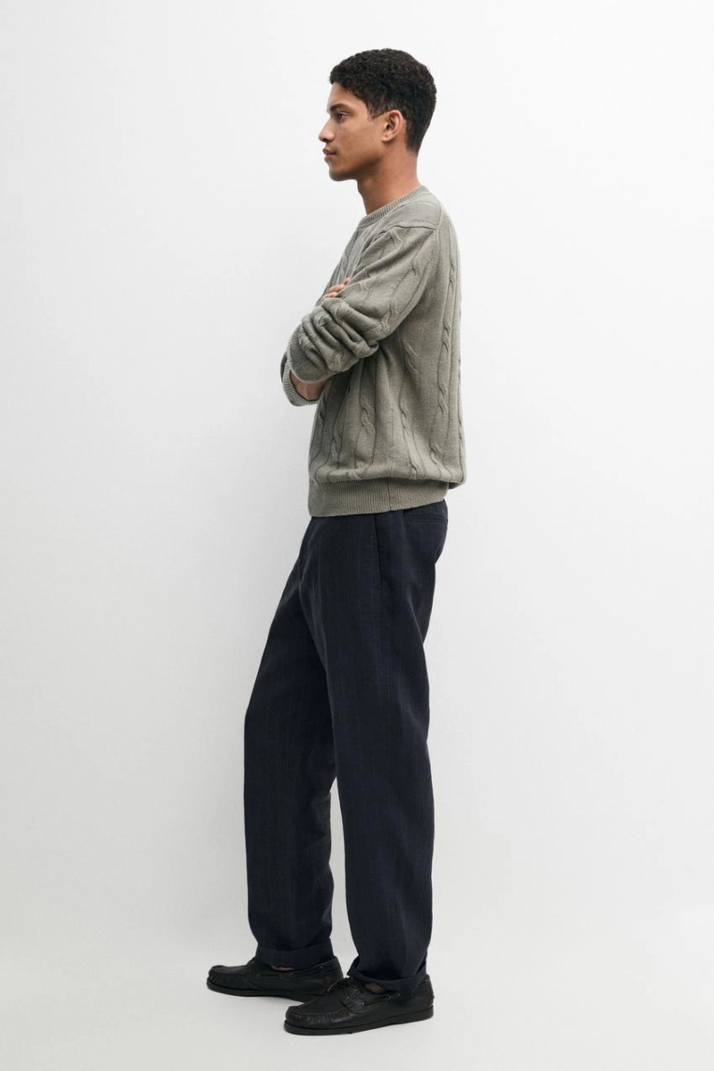 Льняные брюки с полосатыми деталями