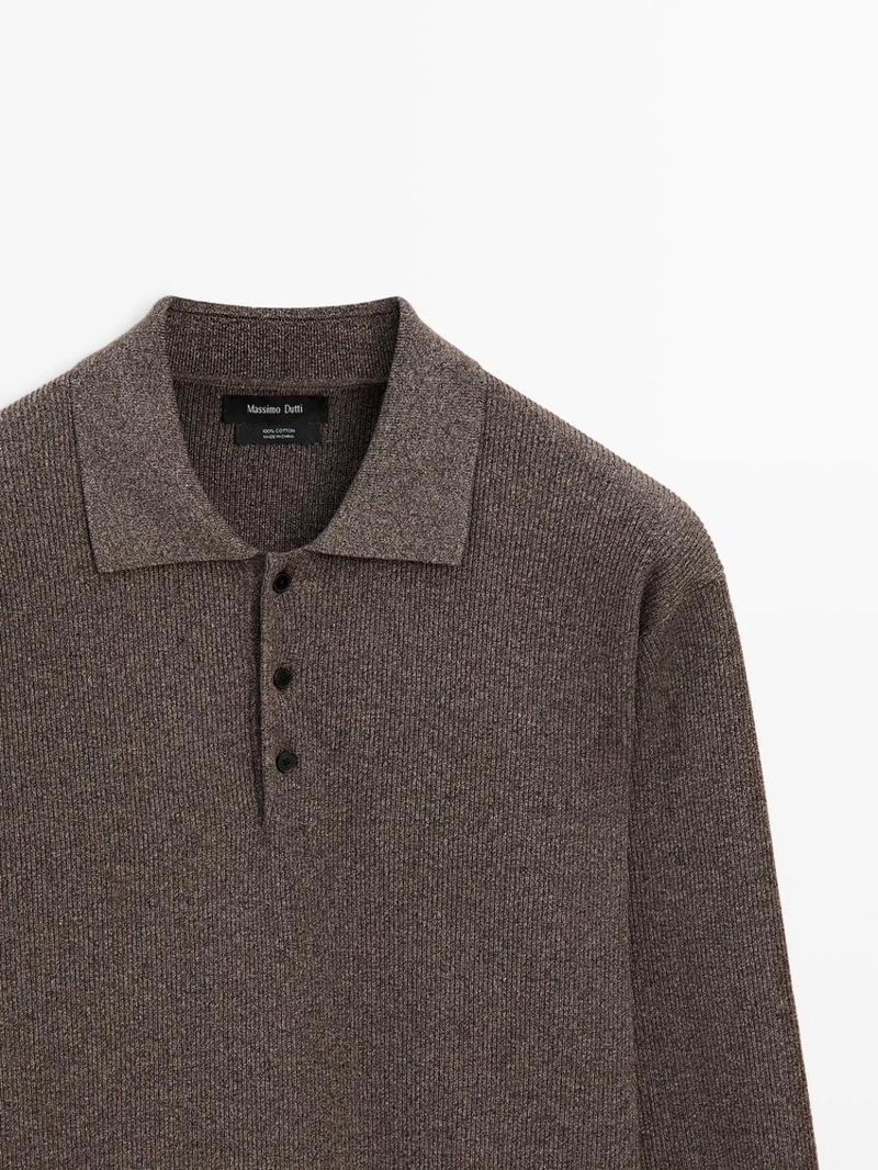 Поло из хлопкового трикотажа с пуговицами