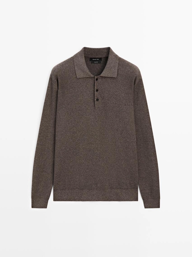 Поло из хлопкового трикотажа с пуговицами