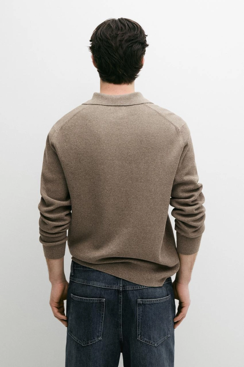 Свитер-поло из хлопкового трикотажа с пуговицами