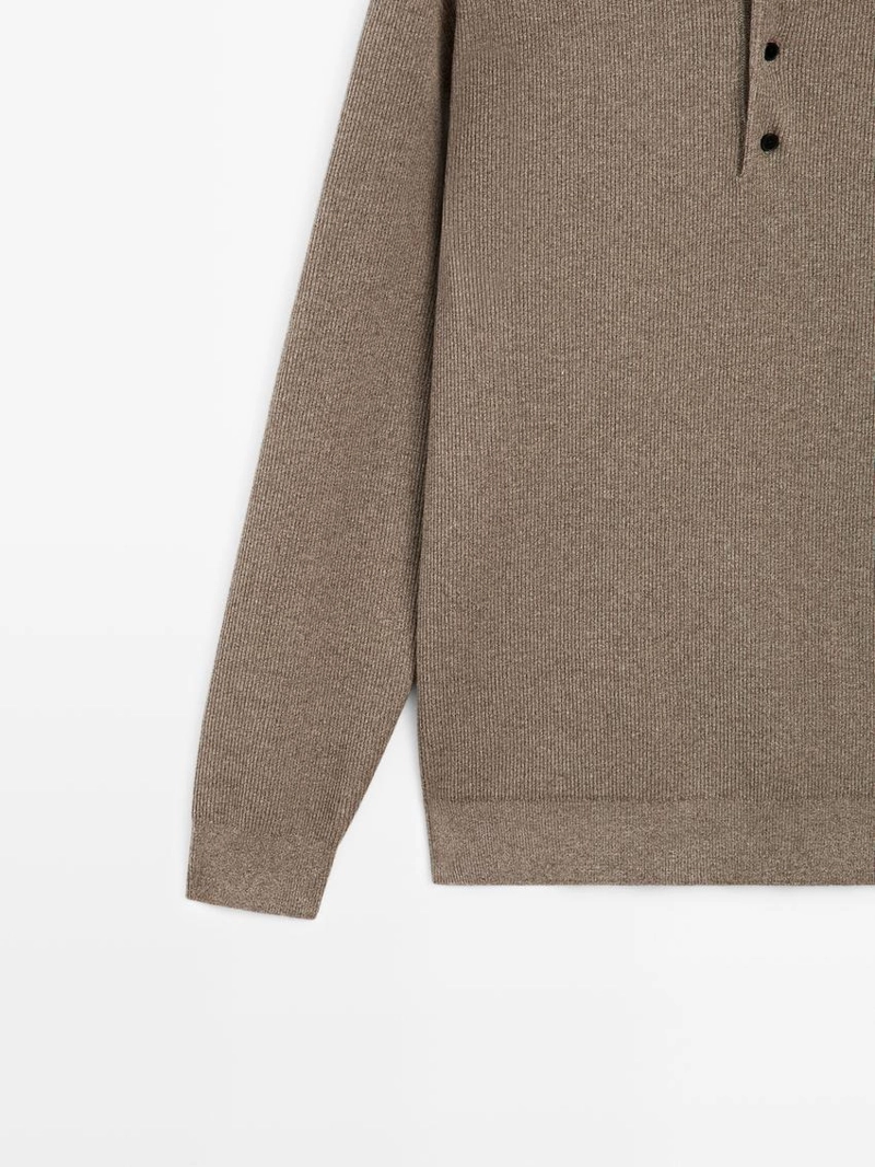 Свитер-поло из хлопкового трикотажа с пуговицами