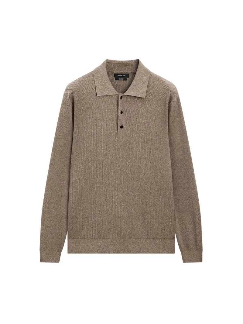 Свитер-поло из хлопкового трикотажа с пуговицами