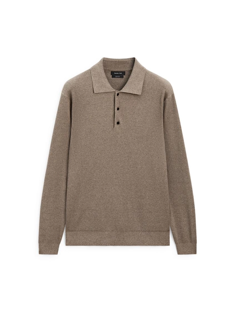 Свитер-поло из хлопкового трикотажа с пуговицами