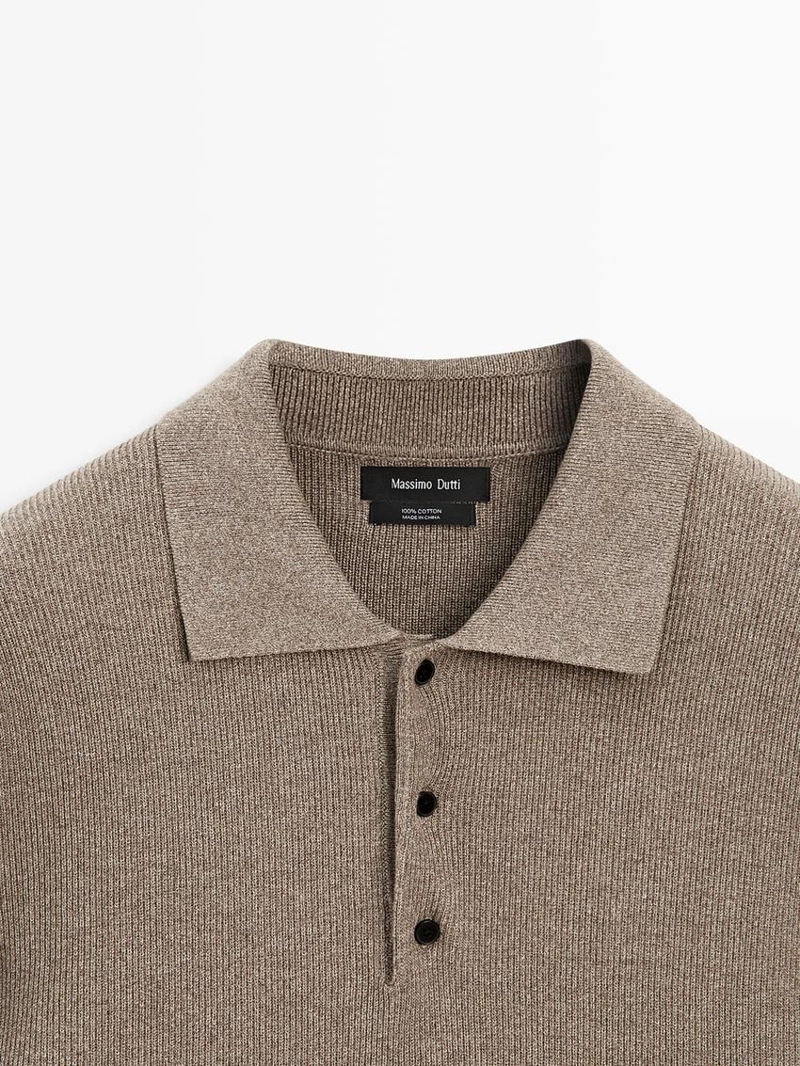 Свитер-поло из хлопкового трикотажа с пуговицами