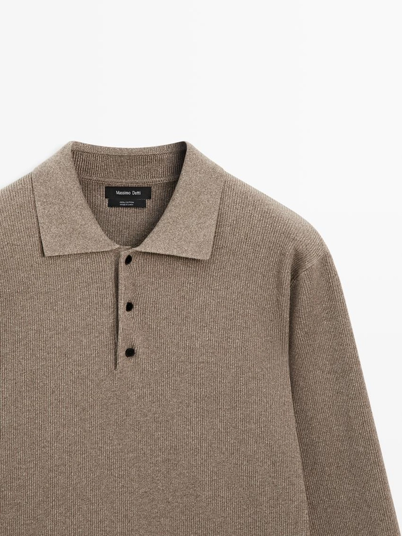 Свитер-поло из хлопкового трикотажа с пуговицами