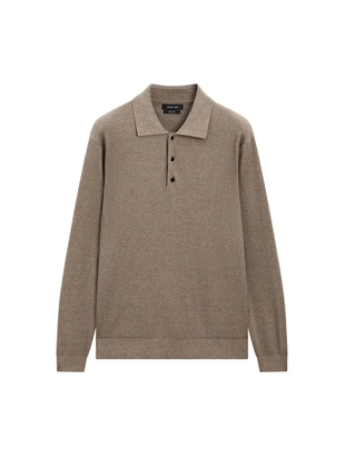 Свитер-поло из хлопкового трикотажа с пуговицами- Заказать в России