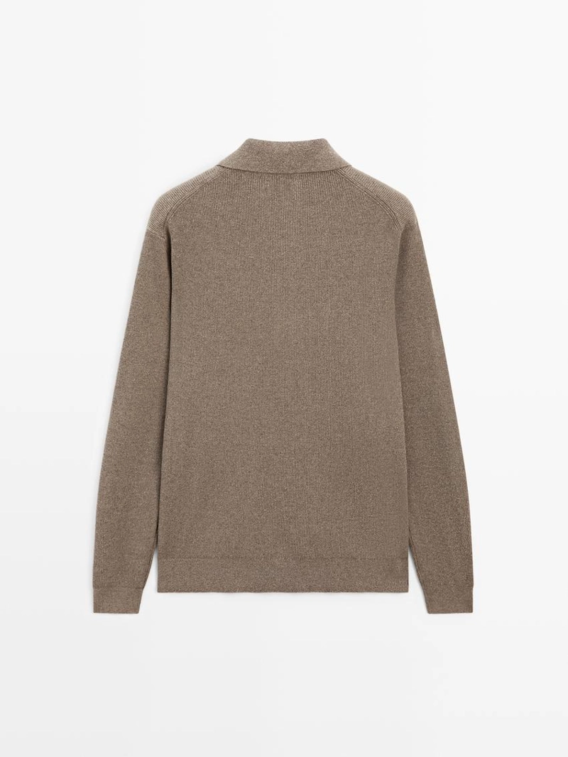 Свитер-поло из хлопкового трикотажа с пуговицами