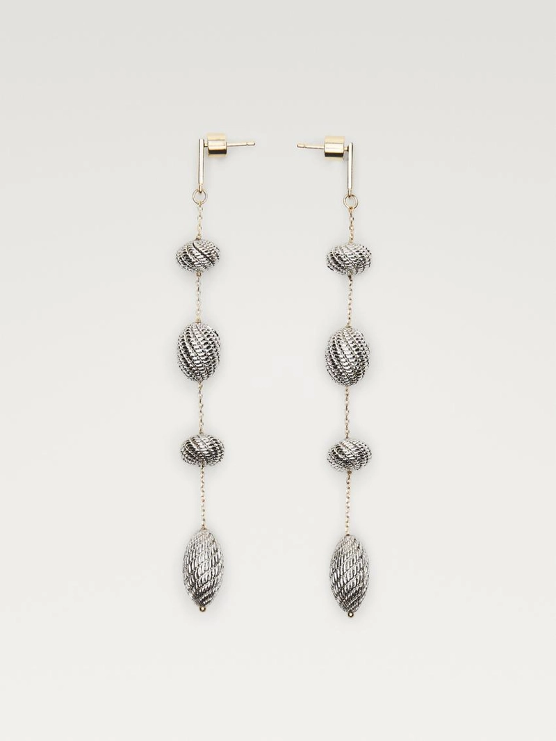 Серьги с подвесками из текстурированного металла