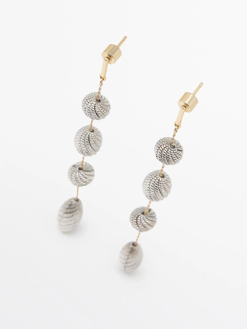 Серьги с подвесками из текстурированного металла