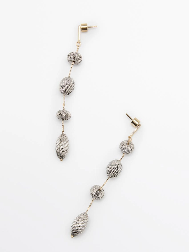 Серьги с подвесками из текстурированного металла