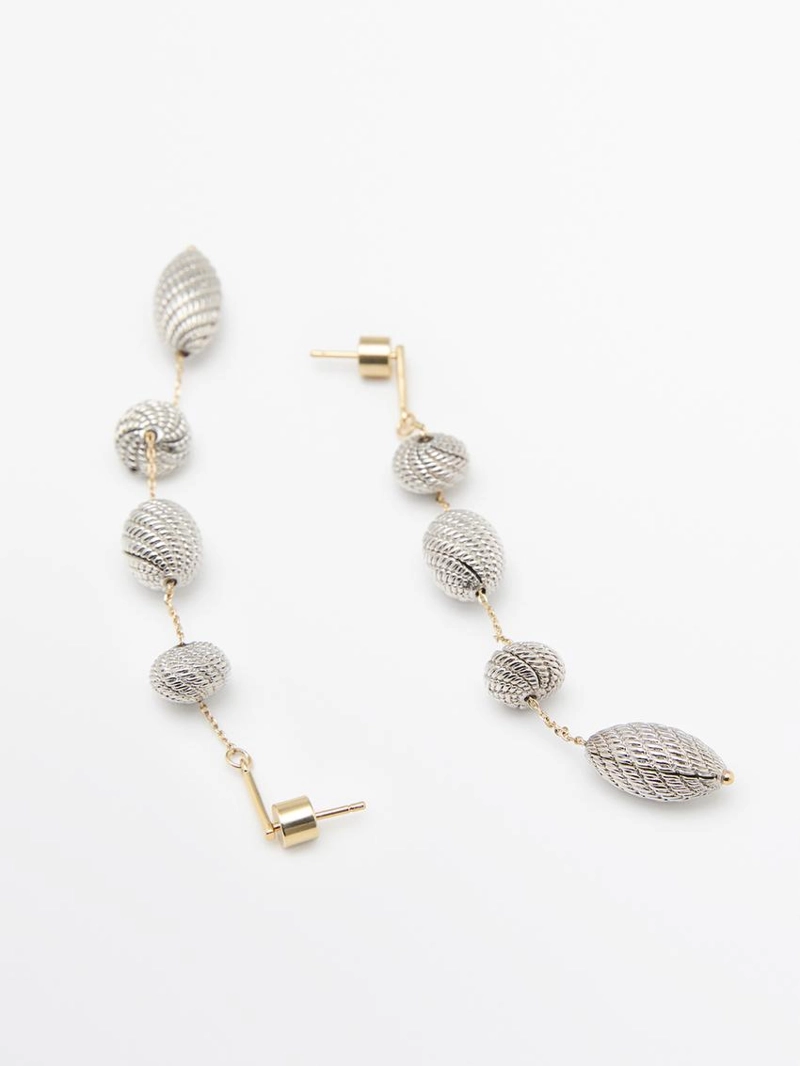 Серьги с подвесками из текстурированного металла