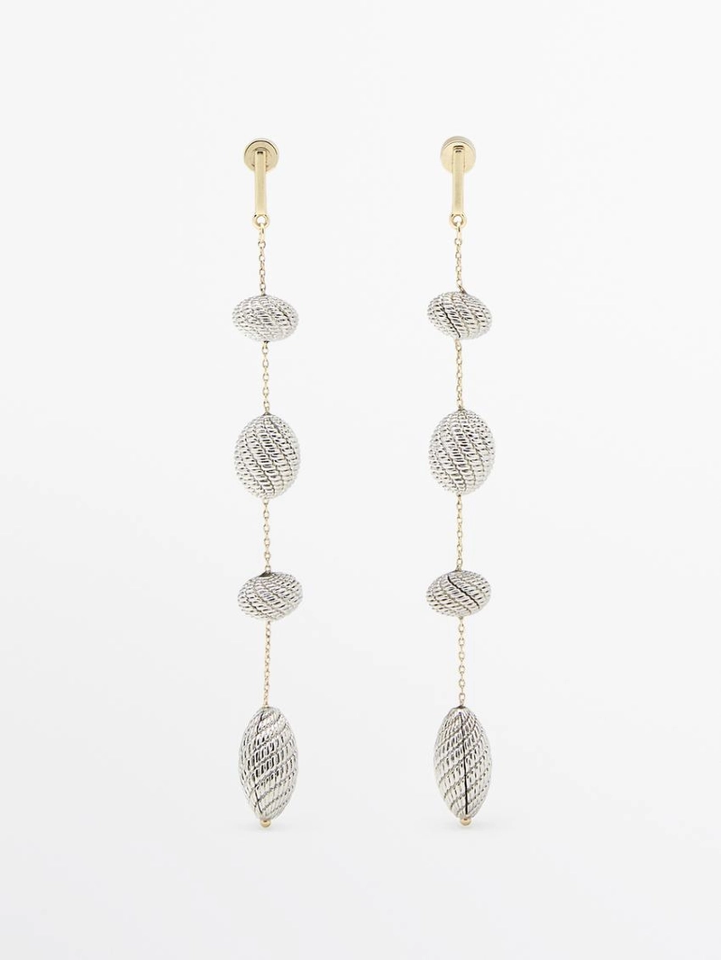 Серьги с подвесками из текстурированного металла