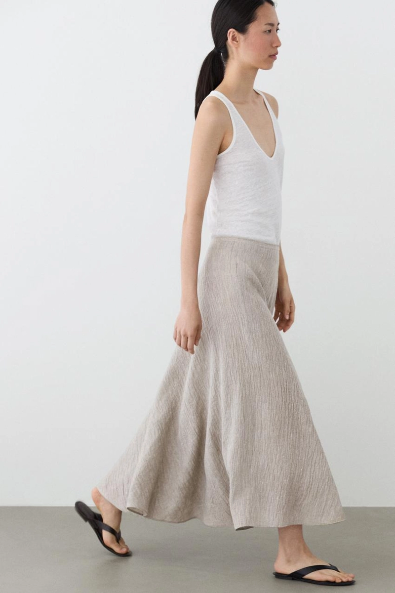 Миди-юбка с запахом из вафельного трикотажа