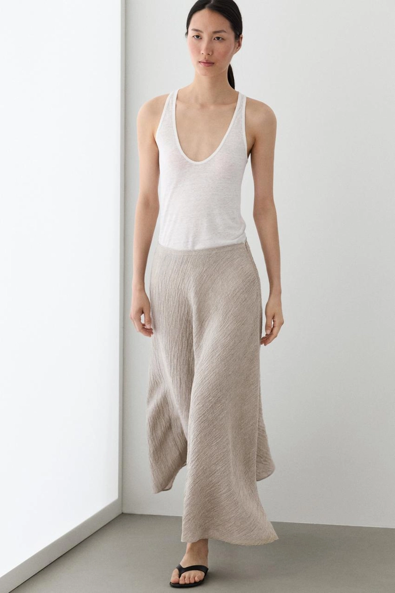 Миди-юбка с запахом из вафельного трикотажа