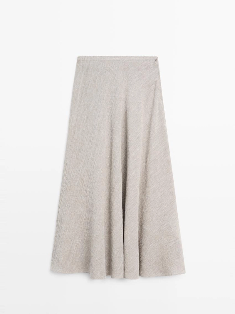 Миди-юбка с запахом из вафельного трикотажа