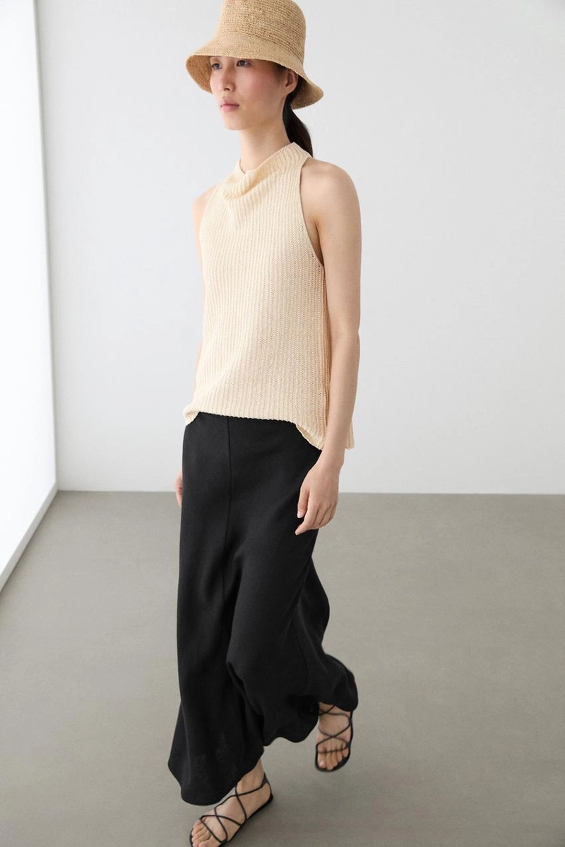 Миди-юбка прямого кроя из льна