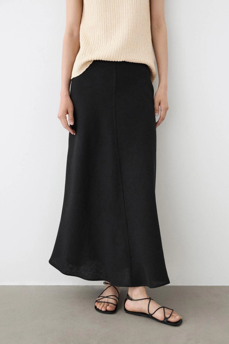 Миди-юбка прямого кроя из льна