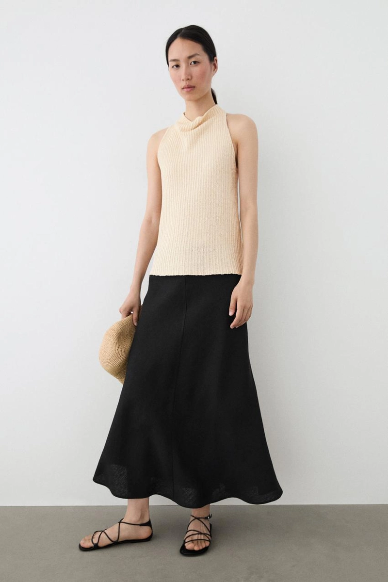 Миди-юбка прямого кроя из льна