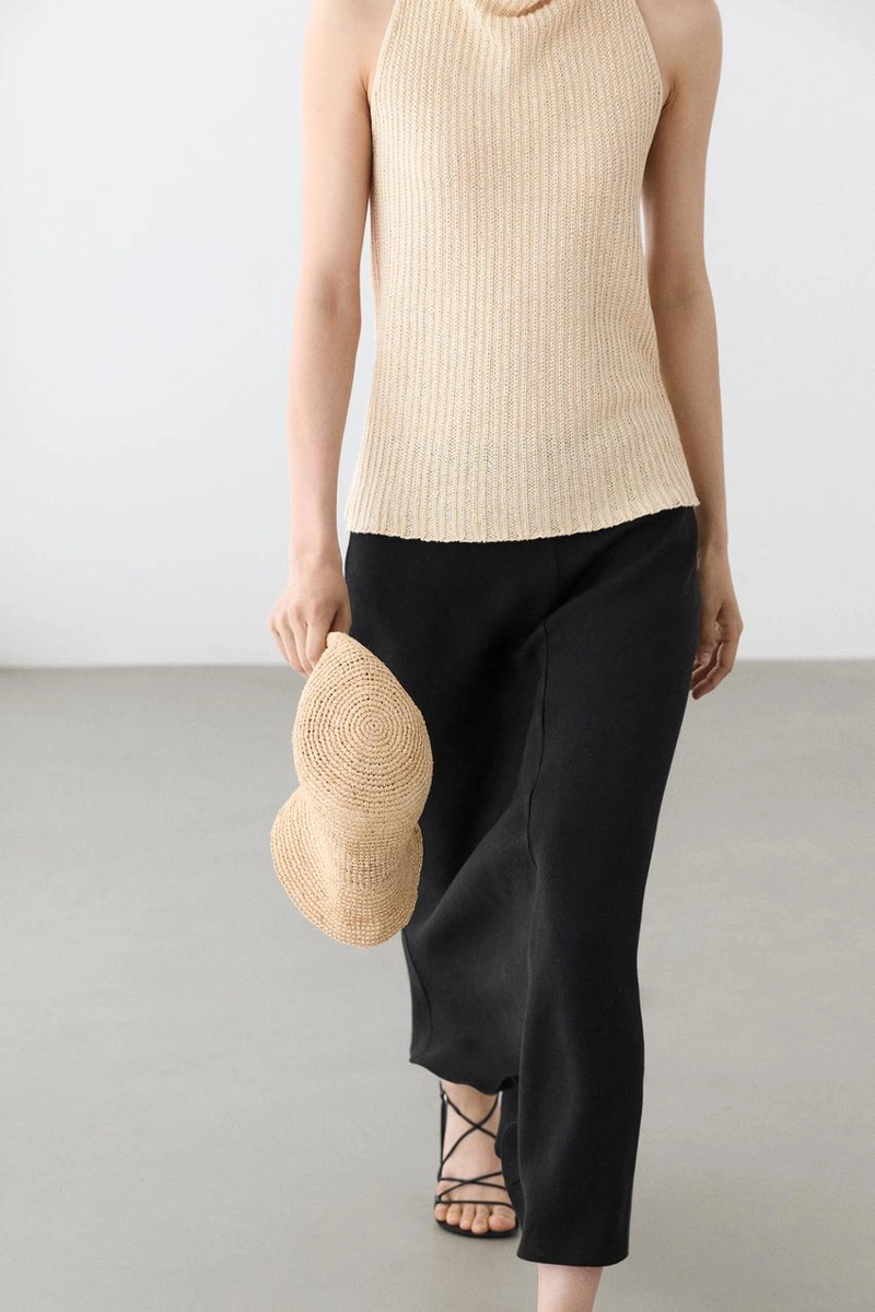 Миди-юбка прямого кроя из льна