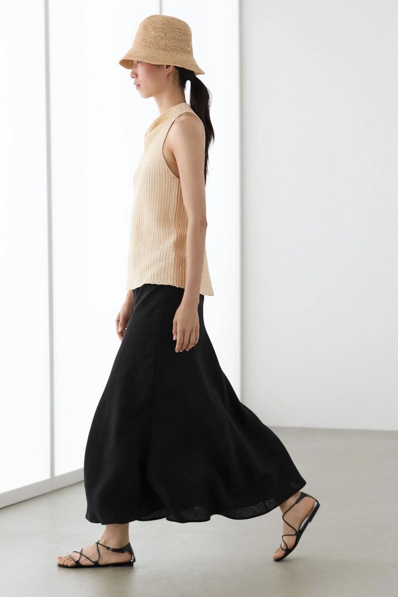 Миди-юбка прямого кроя из льна