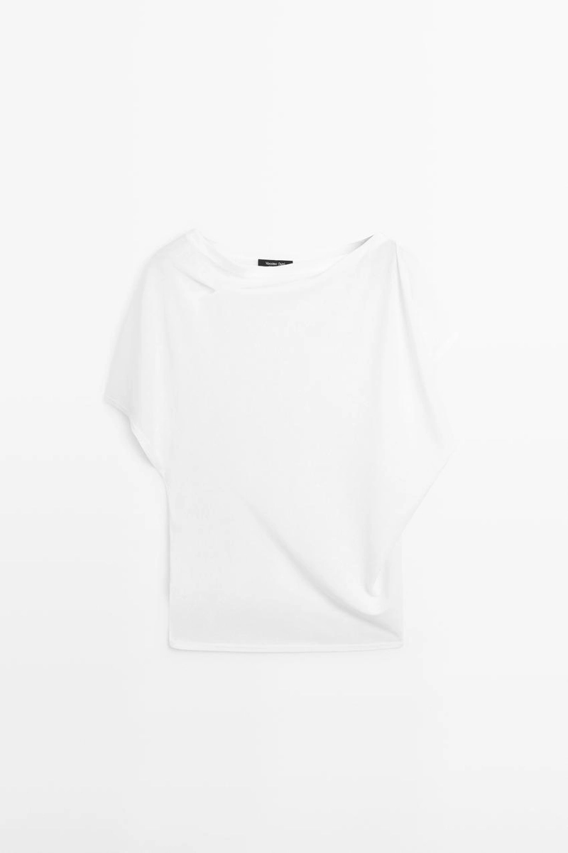 Футболка из хлопка с короткими рукавами в стиле креп-эффект