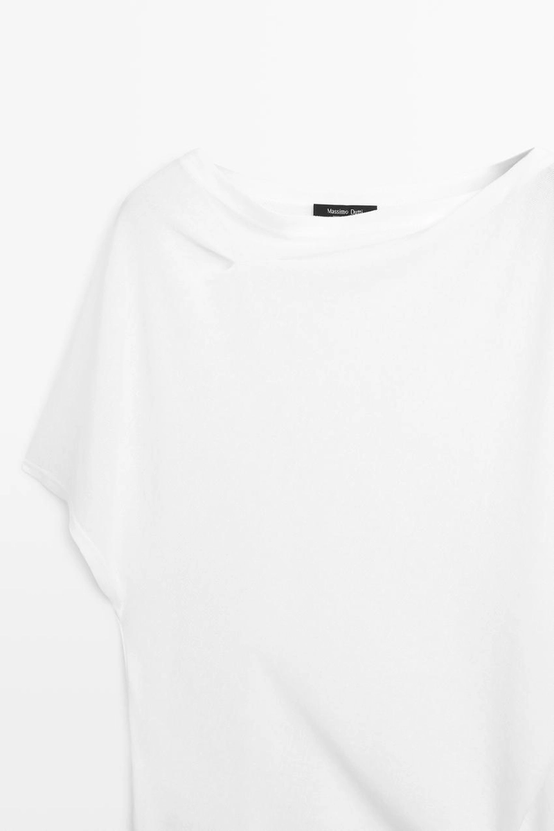 Футболка из хлопка с короткими рукавами в стиле креп-эффект