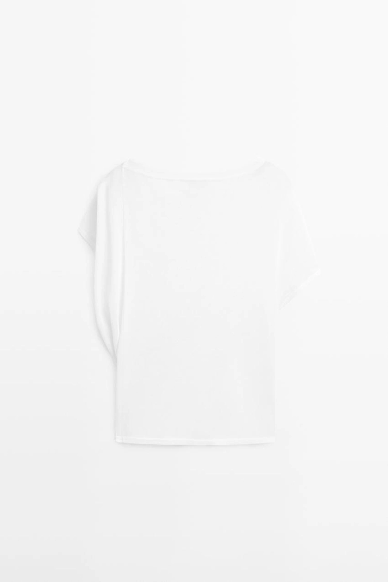 Футболка из хлопка с короткими рукавами в стиле креп-эффект