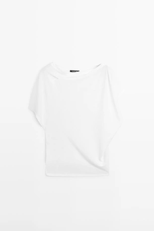 Футболка из хлопка с короткими рукавами в стиле креп-эффект- Заказать в России