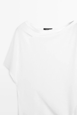 Футболка из хлопка с короткими рукавами в стиле креп-эффект- Заказать в России