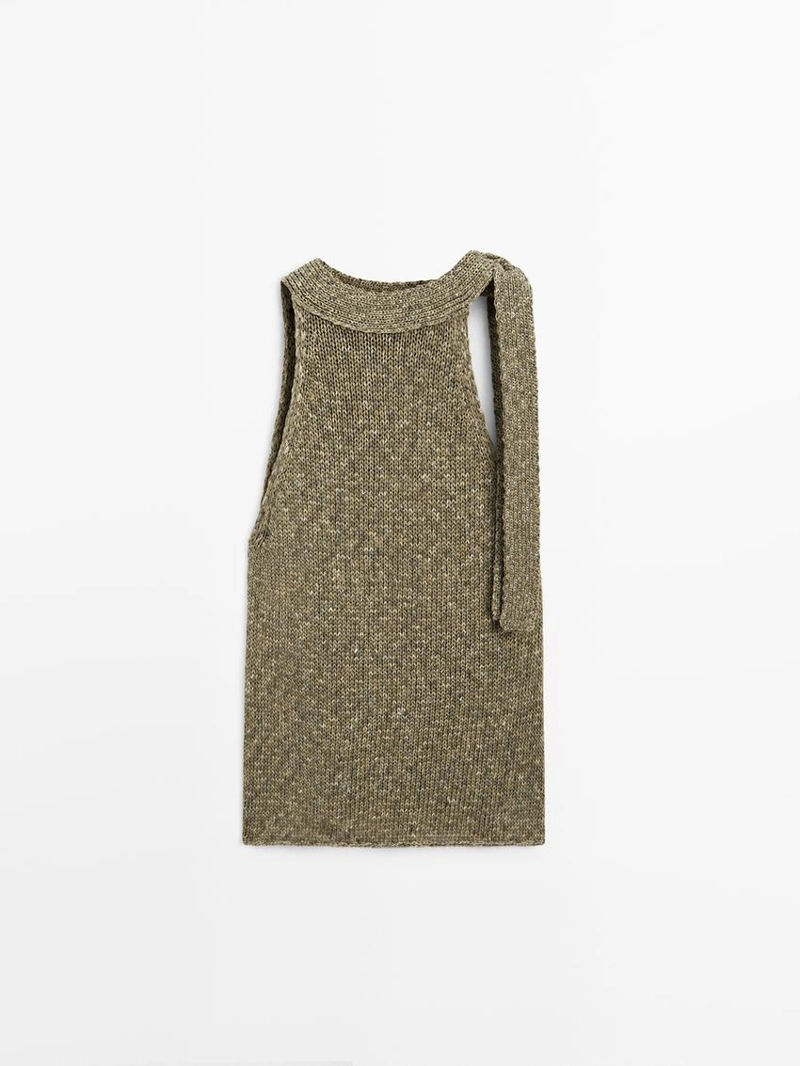 Хлопковый топ с завязкой на шее