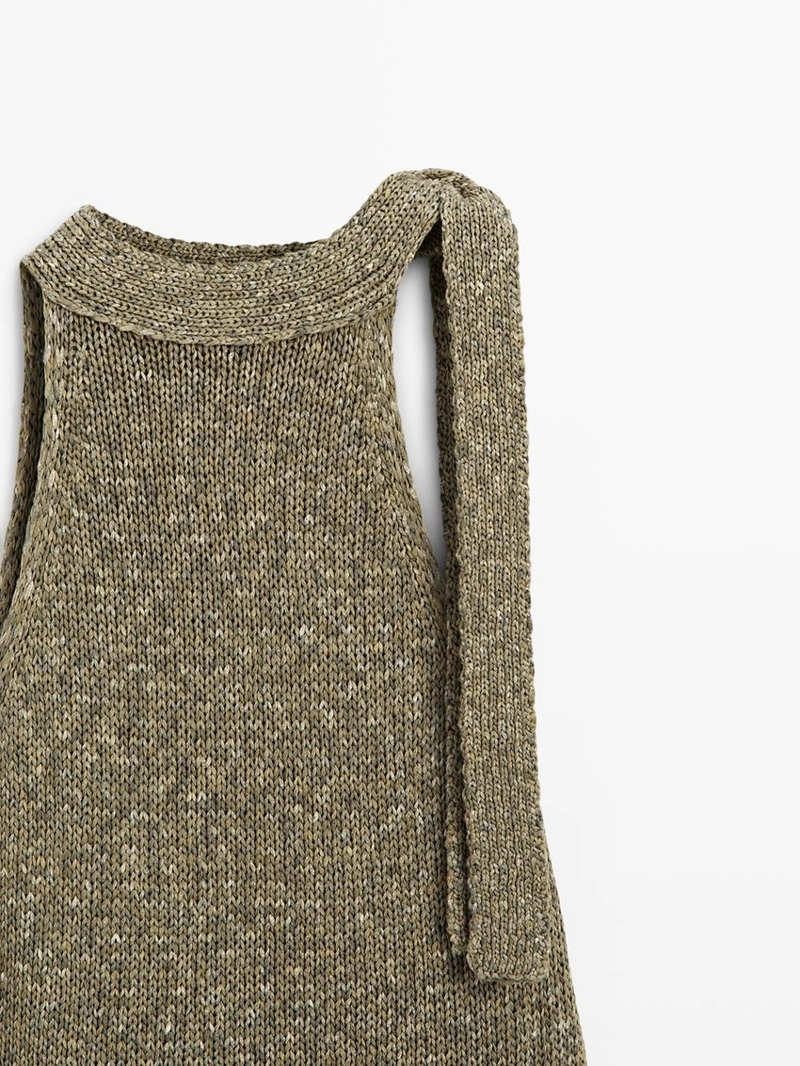 Хлопковый топ с завязкой на шее