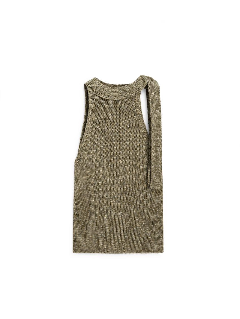 Хлопковый топ с завязкой на шее