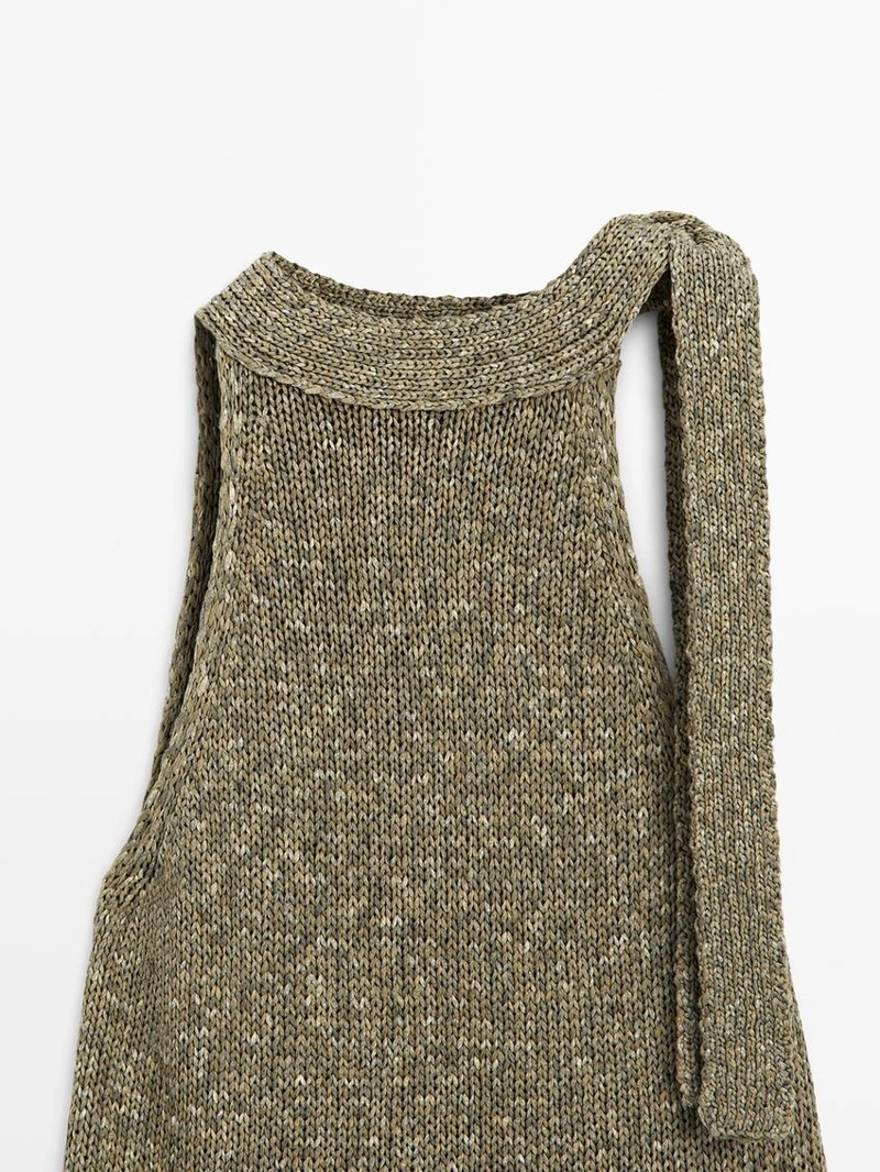 Хлопковый топ с завязкой на шее